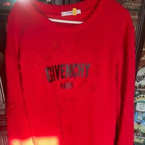Givenchy Destroyed Crew Neck Red